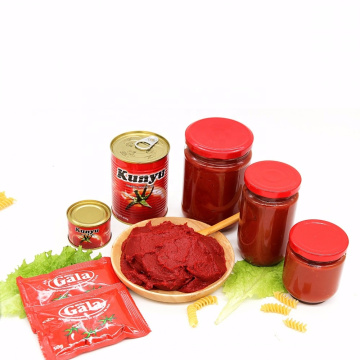 venda quente de pasta de tomate em frasco de vidro de marca própria de tamanho diferente